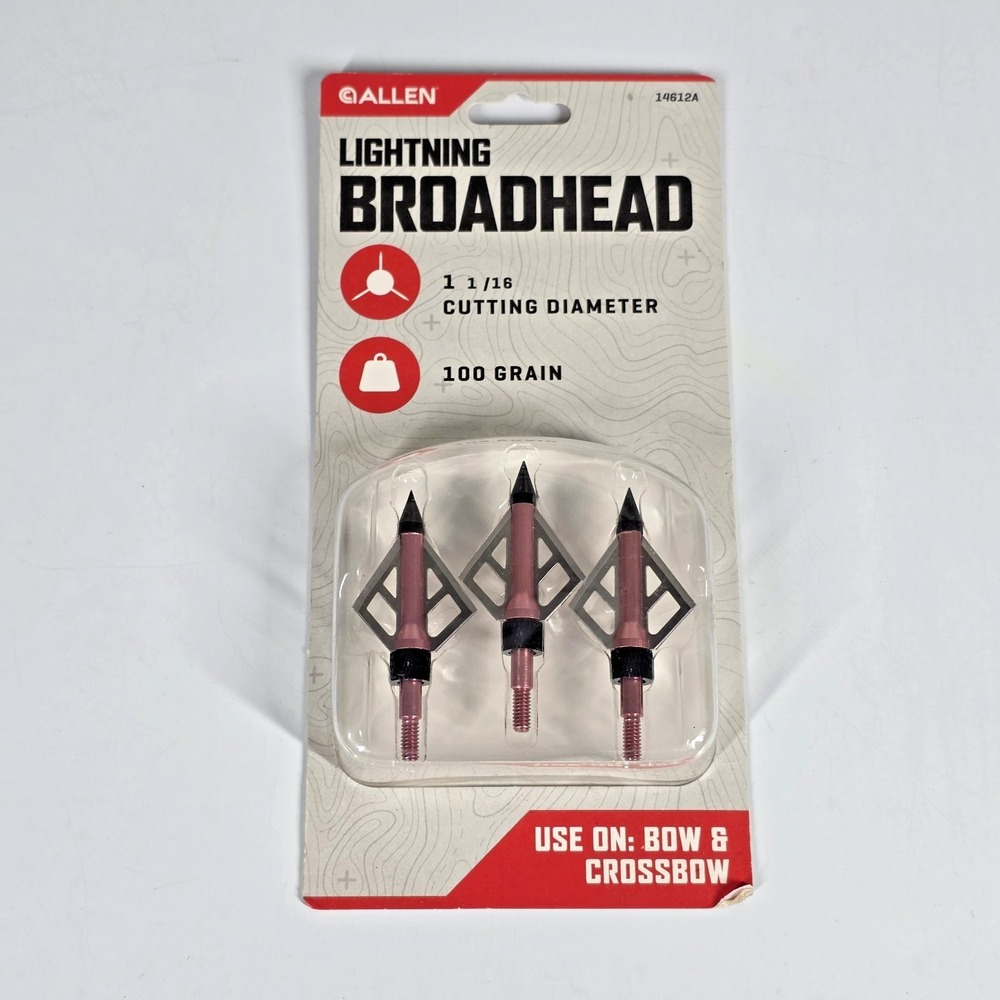 Allen Lightning Broadhead 1 1/16 Bow & Cross Bow Arrow Heads 100 Grain
